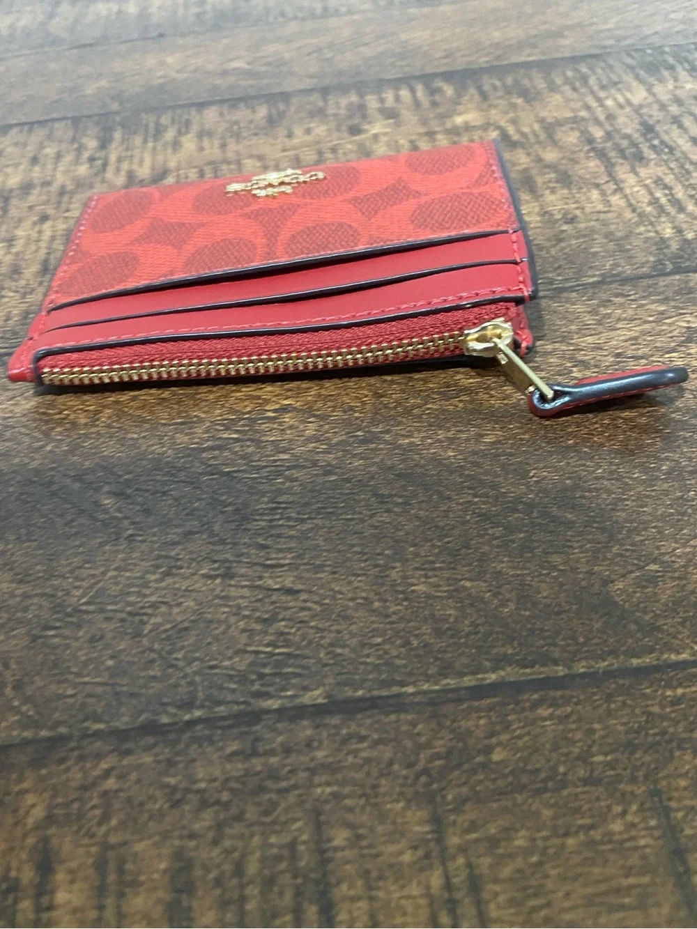 Coach Mini Skinny ID Case in Signature Canvas Crimson Red